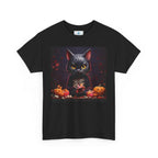Halloween Cat Graphic Tee, Unisex Heavy Cotton Shirt, Spooky Apparel, Trick or Treat Shirt, Autumn Fashion, Halloween Costume Top - Flowly Home