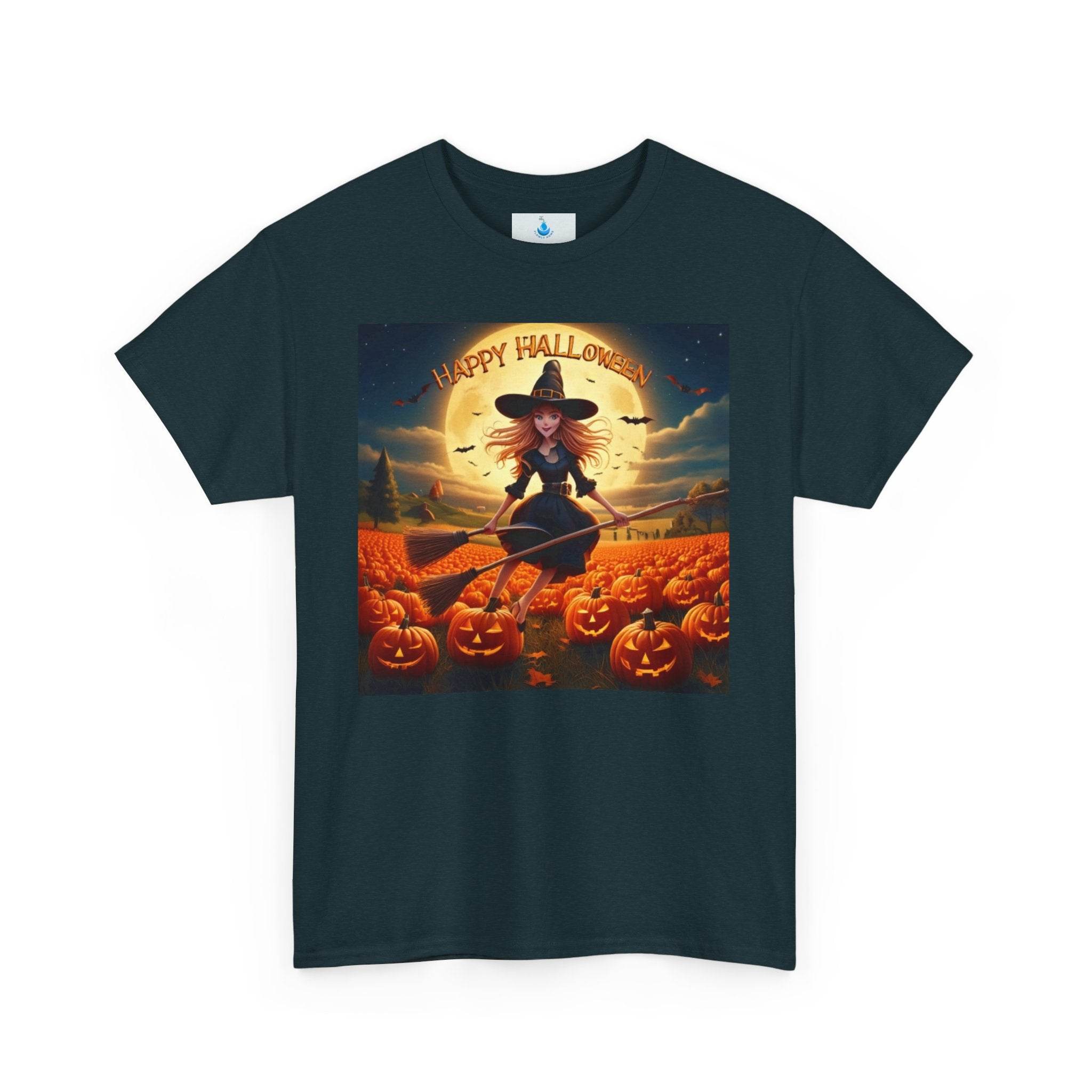 Halloween Witch Tee, Spooky Unisex T-Shirt, Fall Festival Shirt, Pumpkin Graphic Top, Halloween Costume - Flowly Home