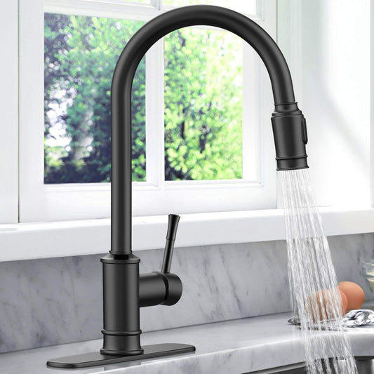 Kitchen Faucet - Spring Kitchen Sink Faucet With 3 Modes Pull Sprayer
