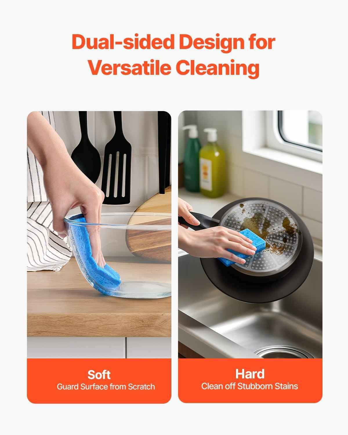 Durable Kitchen Sponges - 12 Pcs Cellulose & Scrub Pad Sponges - Flowly Home