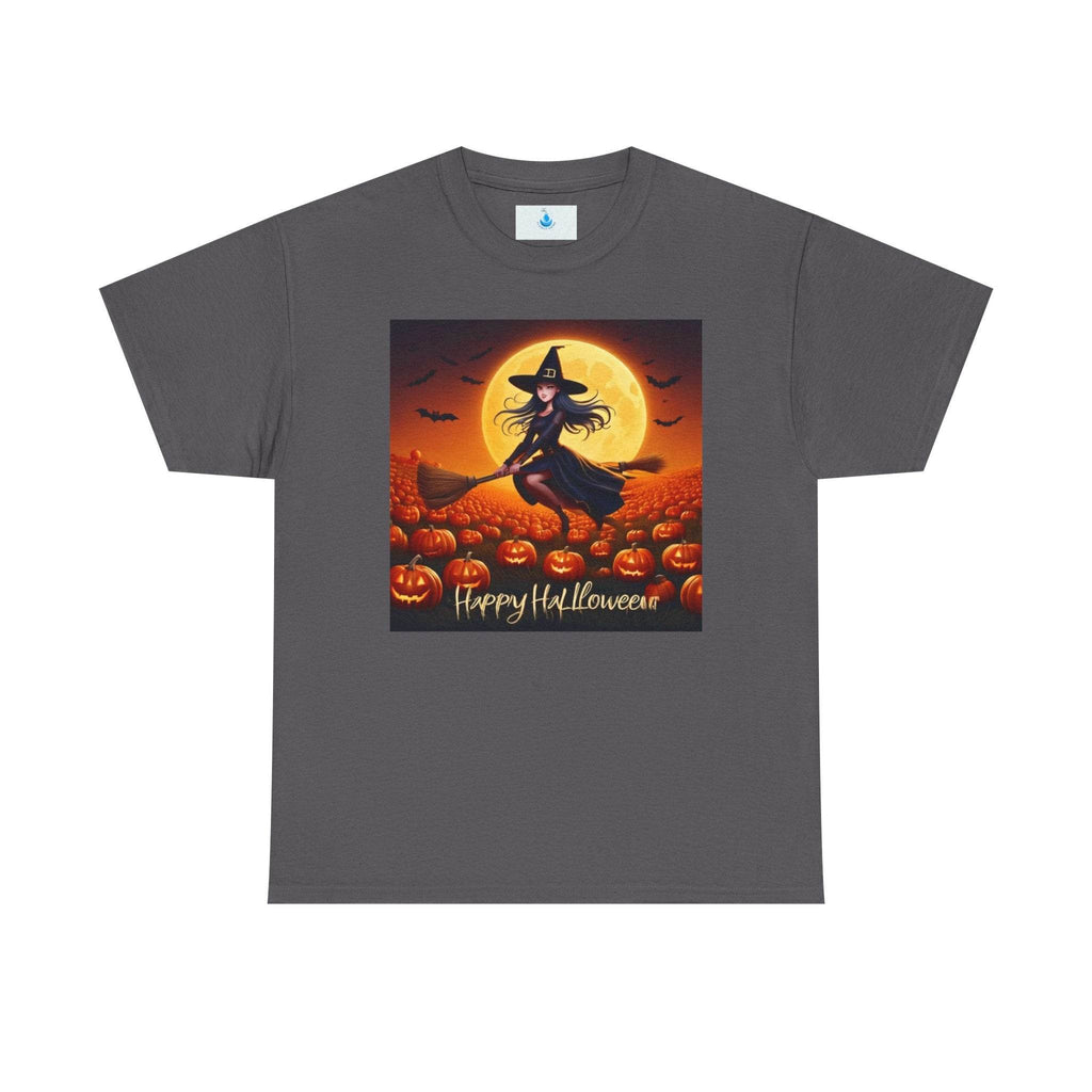 Halloween Witch Tee, Unisex Heavy Cotton Shirt, Perfect for Fall Celebrations, Spooky Season Apparel, Halloween Costume Top, Pumpkin [...] - Flowly Home