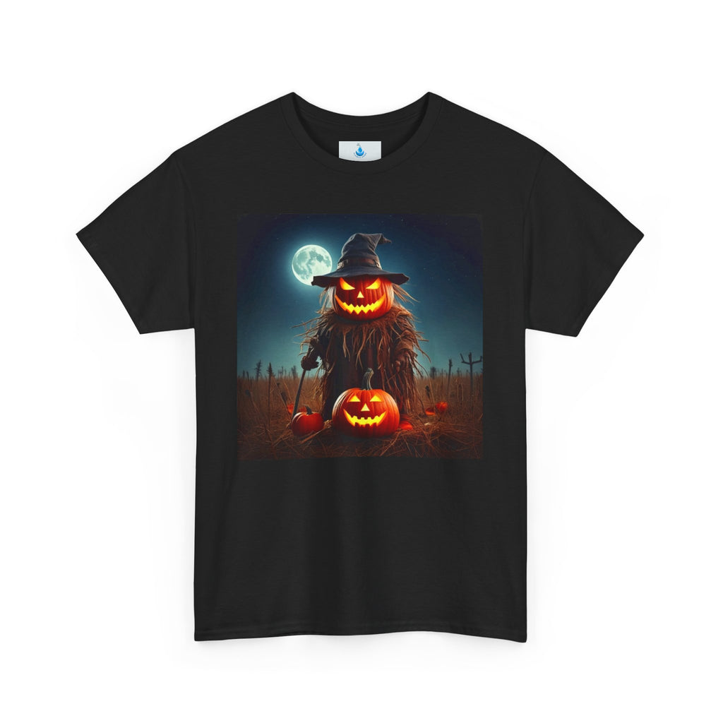 Halloween Scarecrow Tee - Unisex Heavy Cotton T-Shirt for Spooky Fall and Halloween Fun