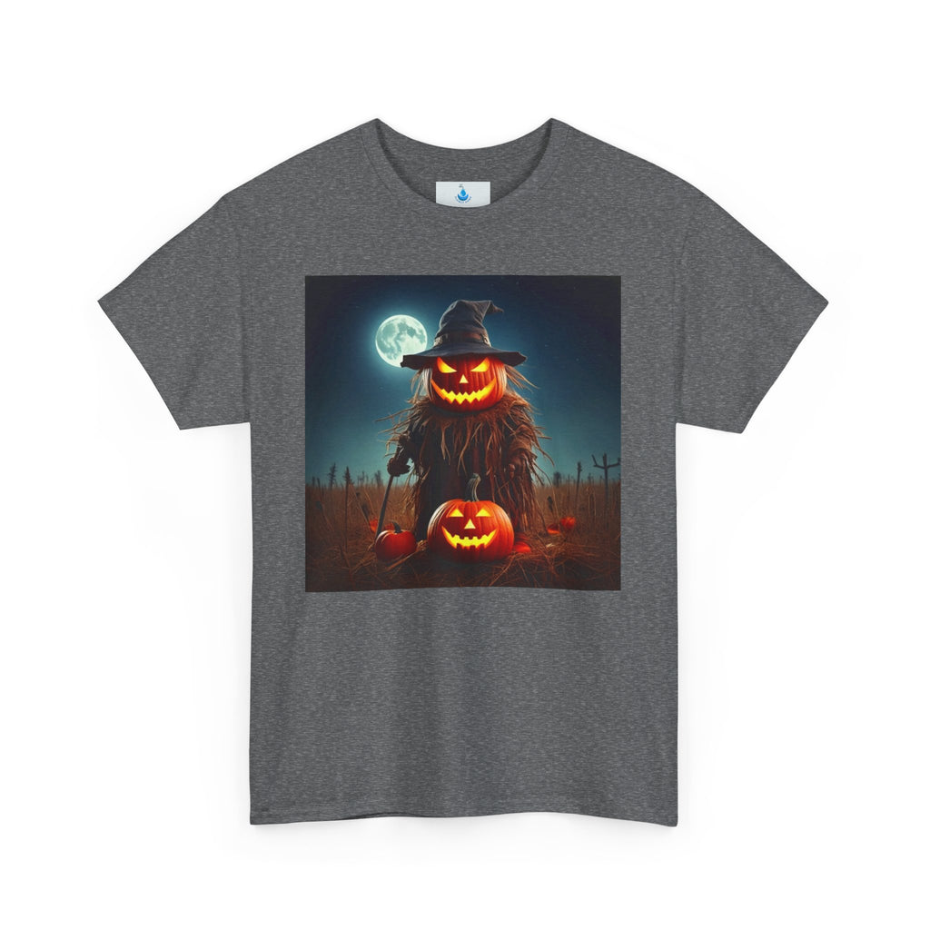Halloween Scarecrow Tee - Unisex Heavy Cotton T-Shirt for Spooky Fall and Halloween Fun