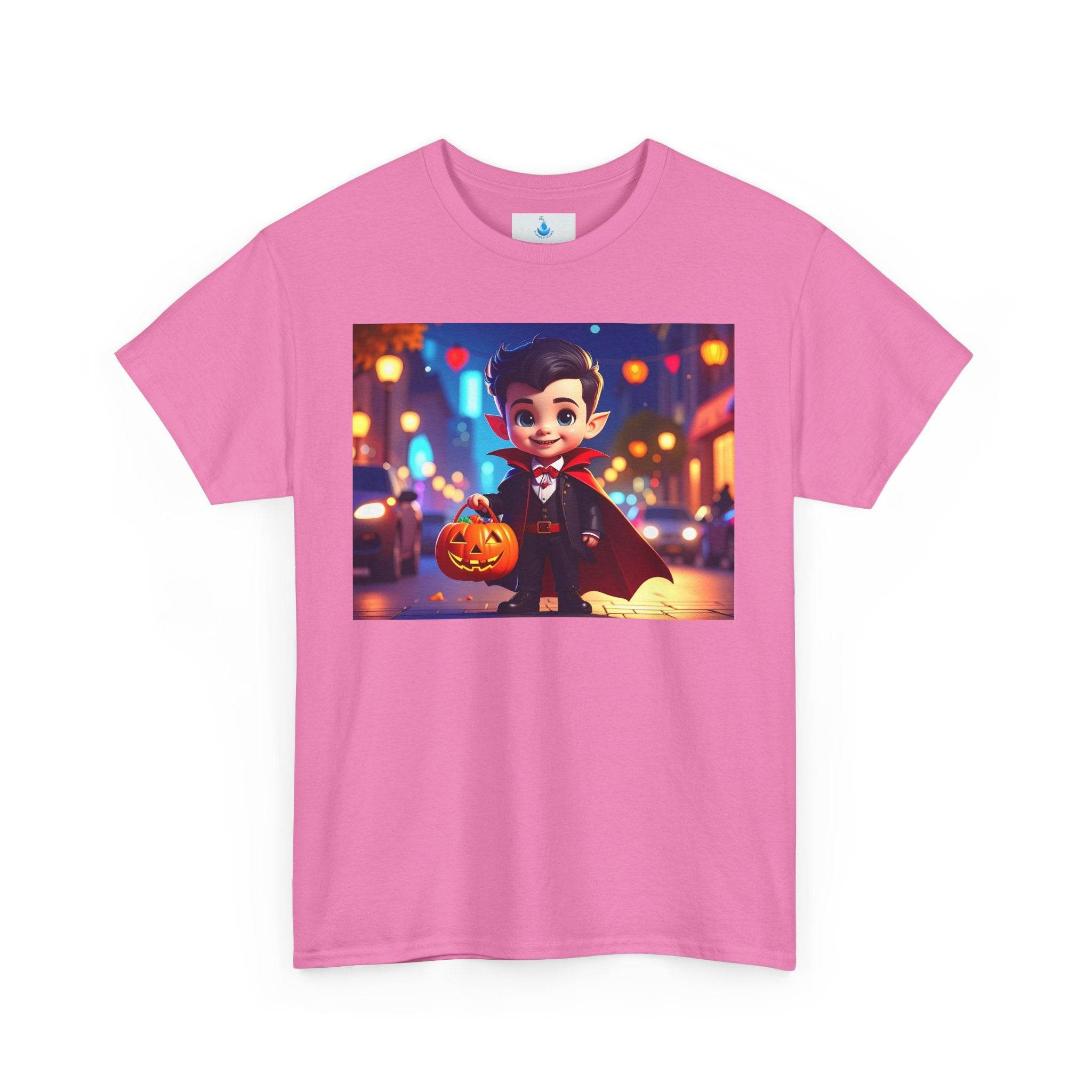 Halloween Vampire Tee for Kids, Spooky Costume Shirt, Trick or Treat, Graphic T-Shirt for Fall, Unisex Heavy Cotton Tee - Flowly Home