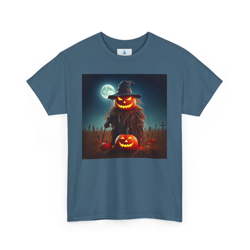 Halloween Scarecrow Tee - Unisex Heavy Cotton T-Shirt for Spooky Fall and Halloween Fun