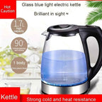 Electric Kettle with Stainless Steel Filter, 1.7L Glass Tea Kettle & Hot Water Boiler, 1200W, Wide Opening, Black - Flowly Home