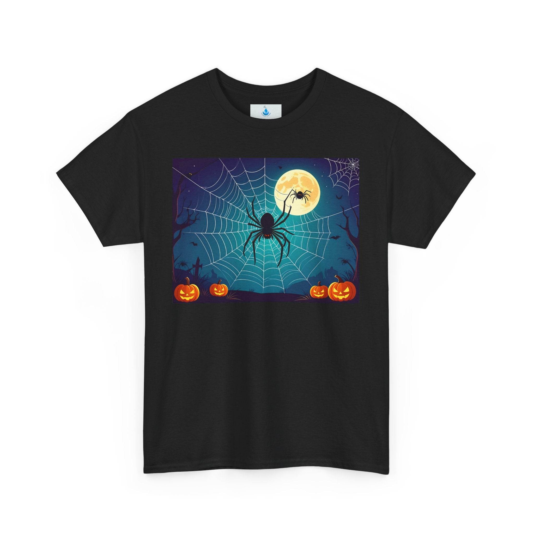 Halloween Spider Web Unisex Tee, Spooky T-Shirt for Family Gatherings, Perfect for Halloween Parties, Haunted House Attire, Everyday Wear - Flowly Home