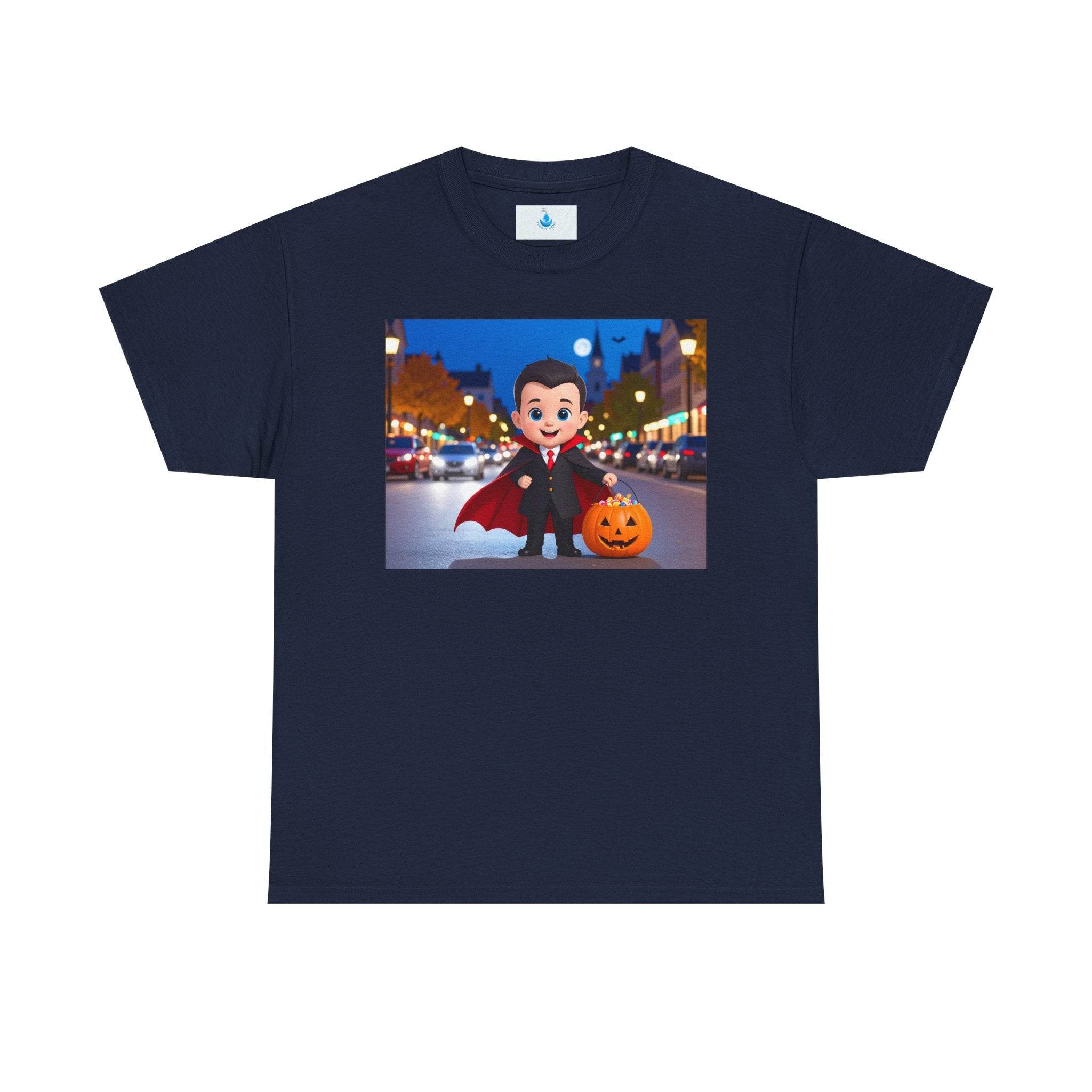 Halloween Themed Unisex T-Shirt, Cute Vampire Kids Tee, Spooky Costume Shirt, Fall Celebration Top, Pumpkin Halloween Tee - Flowly Home