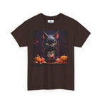 Halloween Cat Graphic Tee, Unisex Heavy Cotton Shirt, Spooky Apparel, Trick or Treat Shirt, Autumn Fashion, Halloween Costume Top - Flowly Home