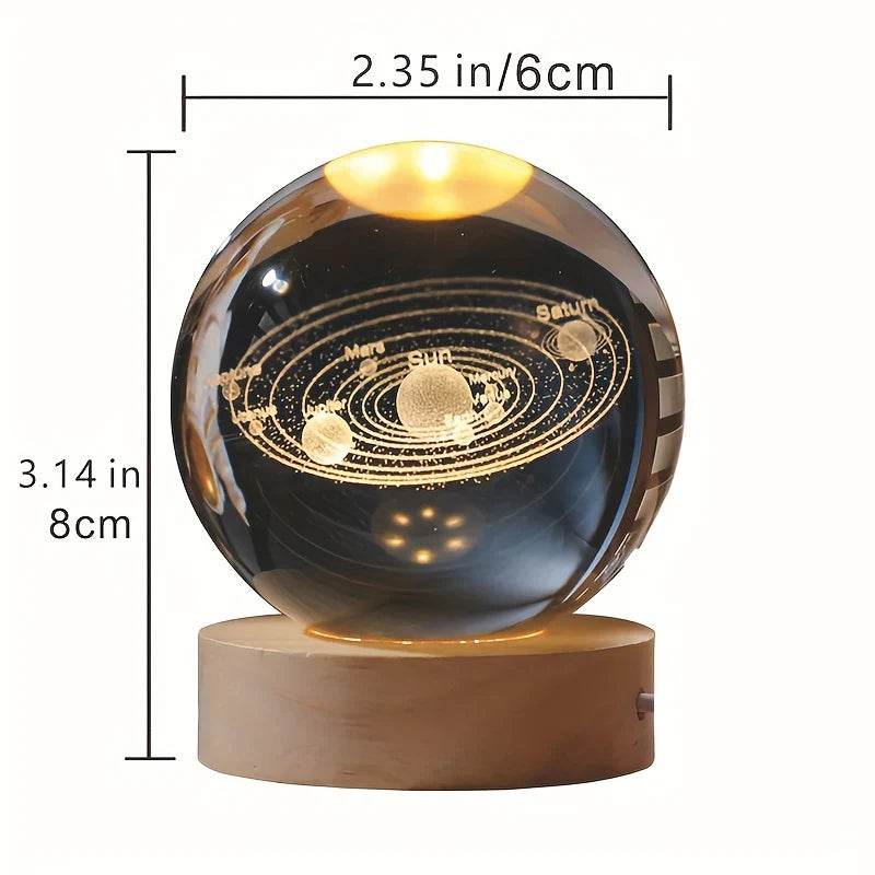 3D Solar System Nightlight - Unique Crystal Glass Ball Light for Creative Holiday Gifts - Flowly Home