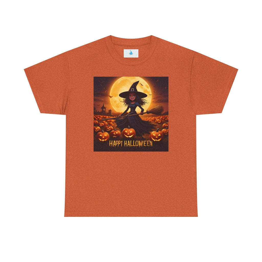 Halloween Witch T-Shirt - Unisex Heavy Cotton Tee, Spooky Fall Apparel, Fun Pumpkin Patch Fashion, Casual Halloween Wear - Flowly Home