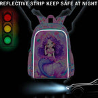 3Pcs Mermaid Backpack for Girls, 16" Kids Bookbag with Lunch Box, School Backpacks Set for Elementary Preschool Kindergarten(Pink)