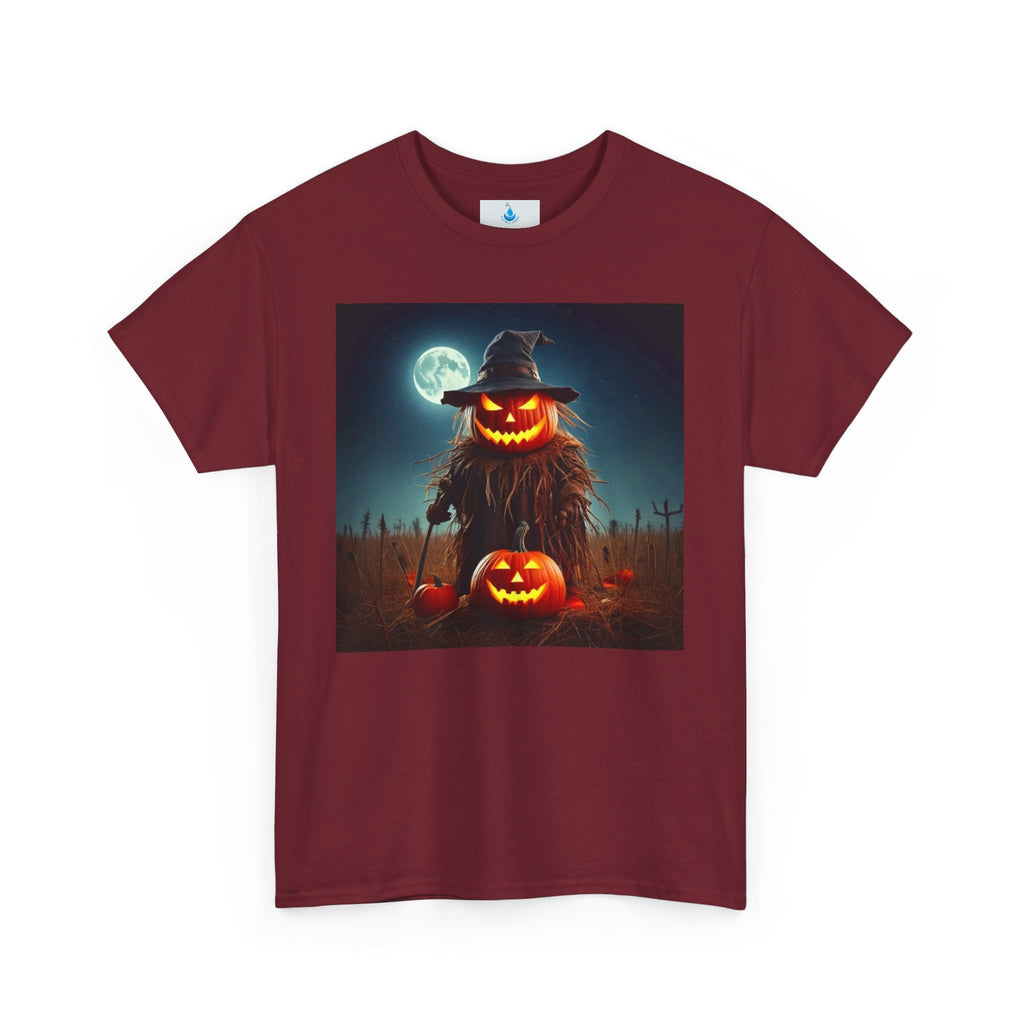 Halloween Scarecrow Tee - Unisex Heavy Cotton T-Shirt for Spooky Fall and Halloween Fun