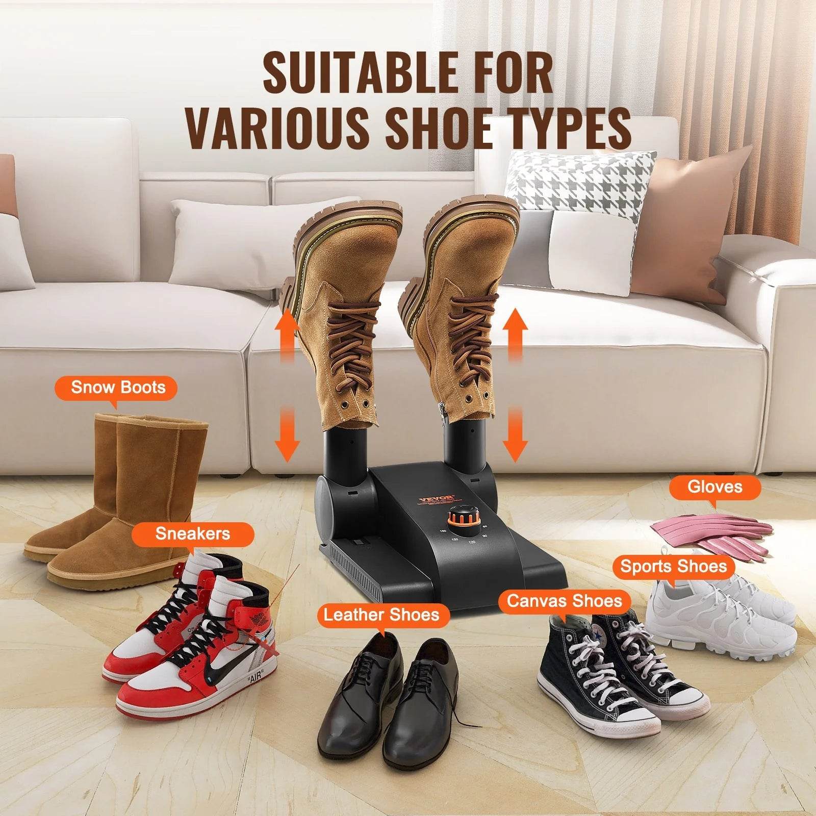 VEVOR 180 Foldable Shoe Dryer Boot Dryer with Heat Blower - Ultra Silent Quick Drying for Work Boots, Ski Boots, Sneakers, Gloves, Hats, Helmets - Flowly Home
