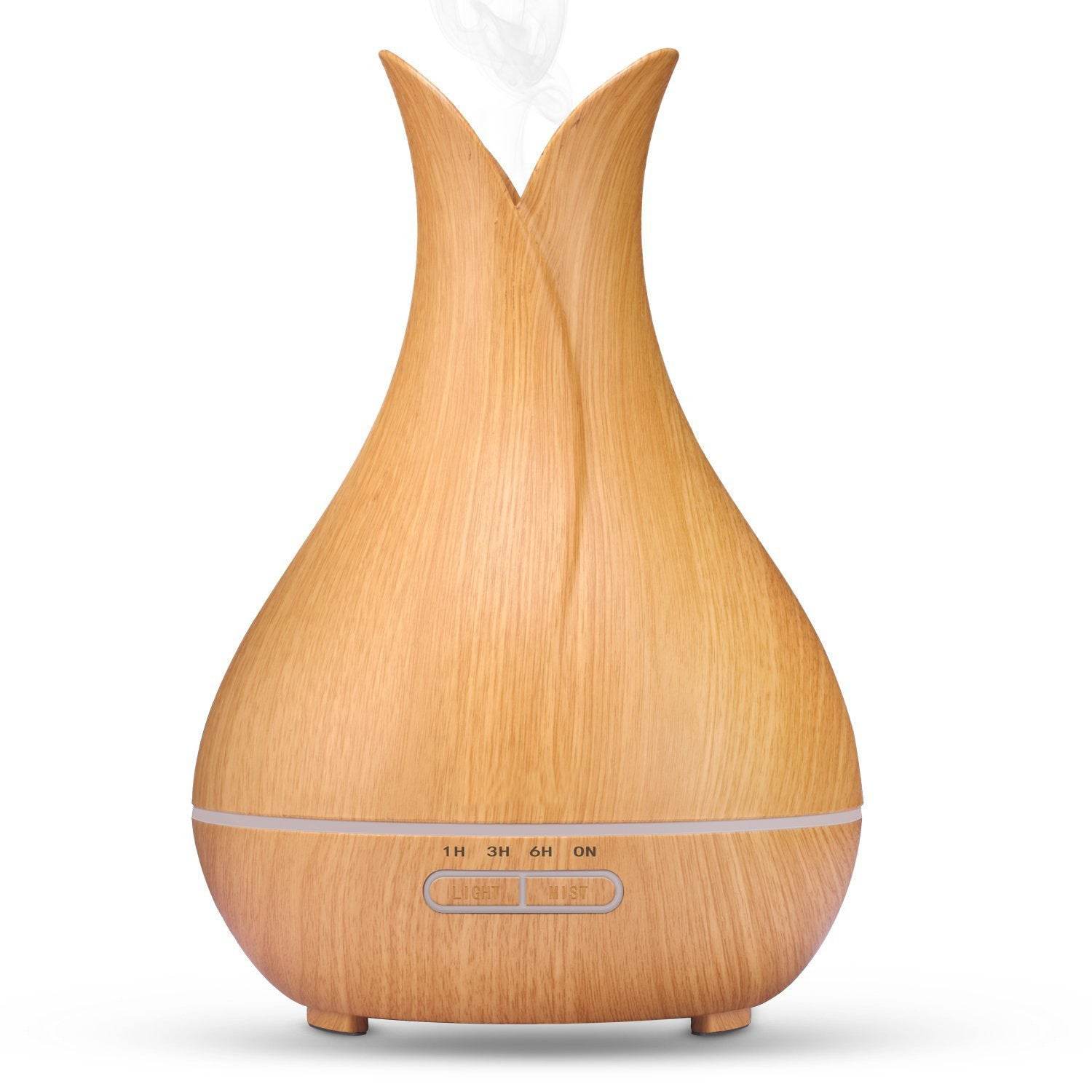 Humidifier Diffuser Aromatic for Home - Wood Grain Aromatherapy with LED Light and Silent Operation - Flowly Home