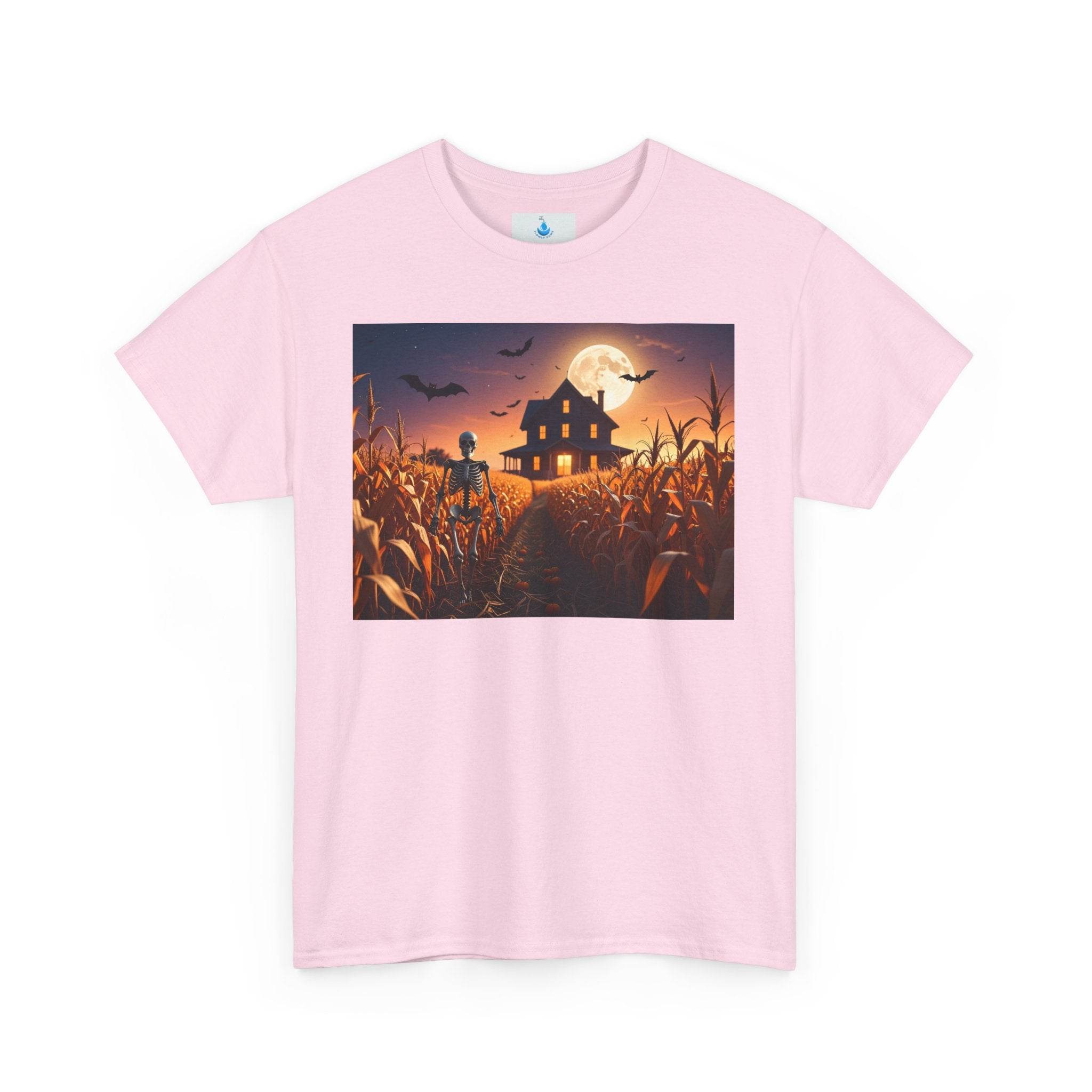 Halloween Scarecrow Tee, Spooky T-Shirt for Fall, Unisex Heavy Cotton Shirt, Harvest Season Apparel, Halloween Party Outfit - Flowly Home