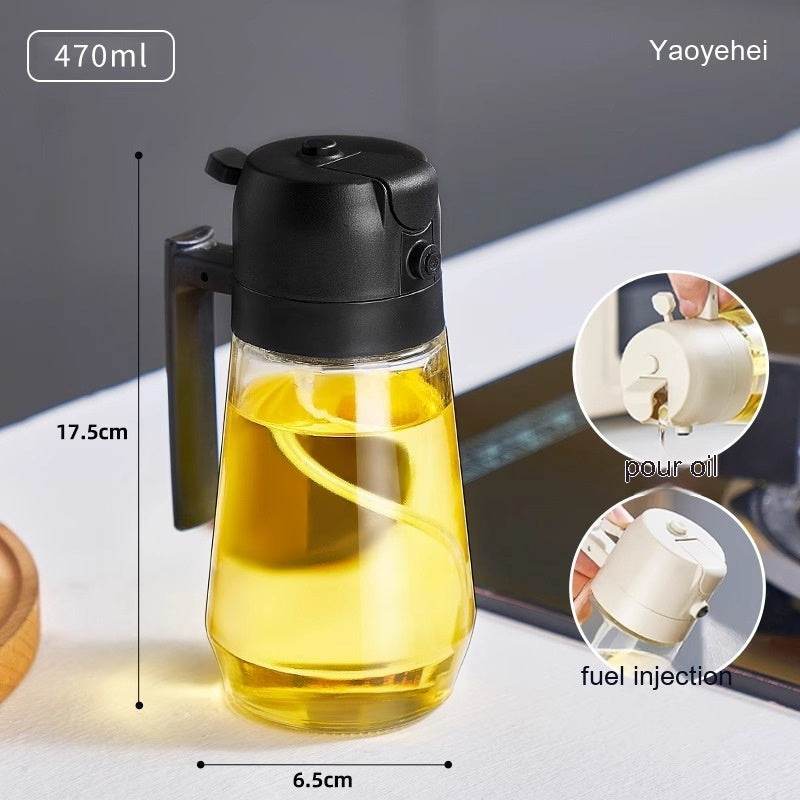 470ML Olive Oil Sprayer Dispenser For Cooking BBQ 2 In 1 Glass Oil Vinegar Soy Sauce Spray Kitchen Oil Bottle For Air Fryer - Flowly Home