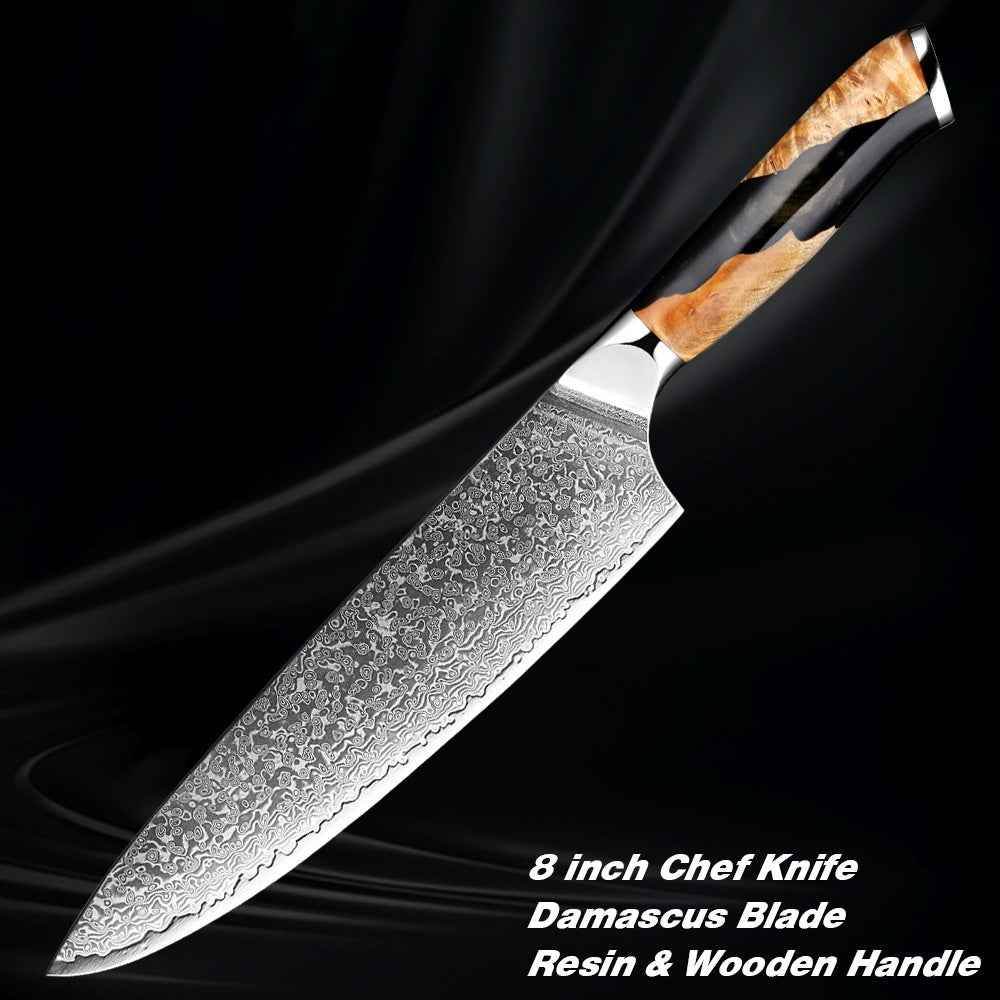 Damascus Steel Chef Knife - Professional Kitchen Knife for Chefs - Flowly Home