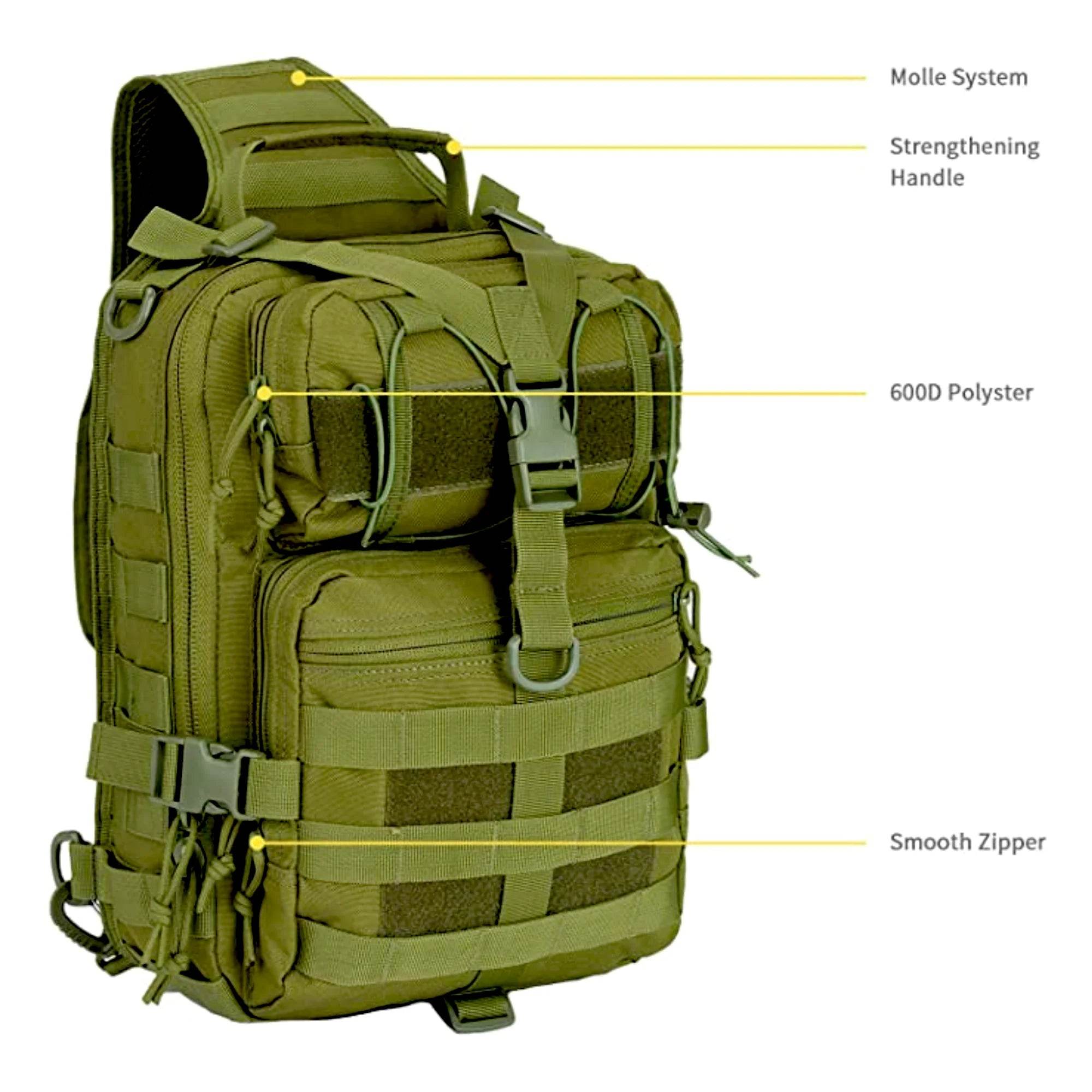 Jupitergear Tactical Sling Backpack 15L Molle Military Shoulder Bag Outdoor Daypack with Adjustable Strap - Flowly Home