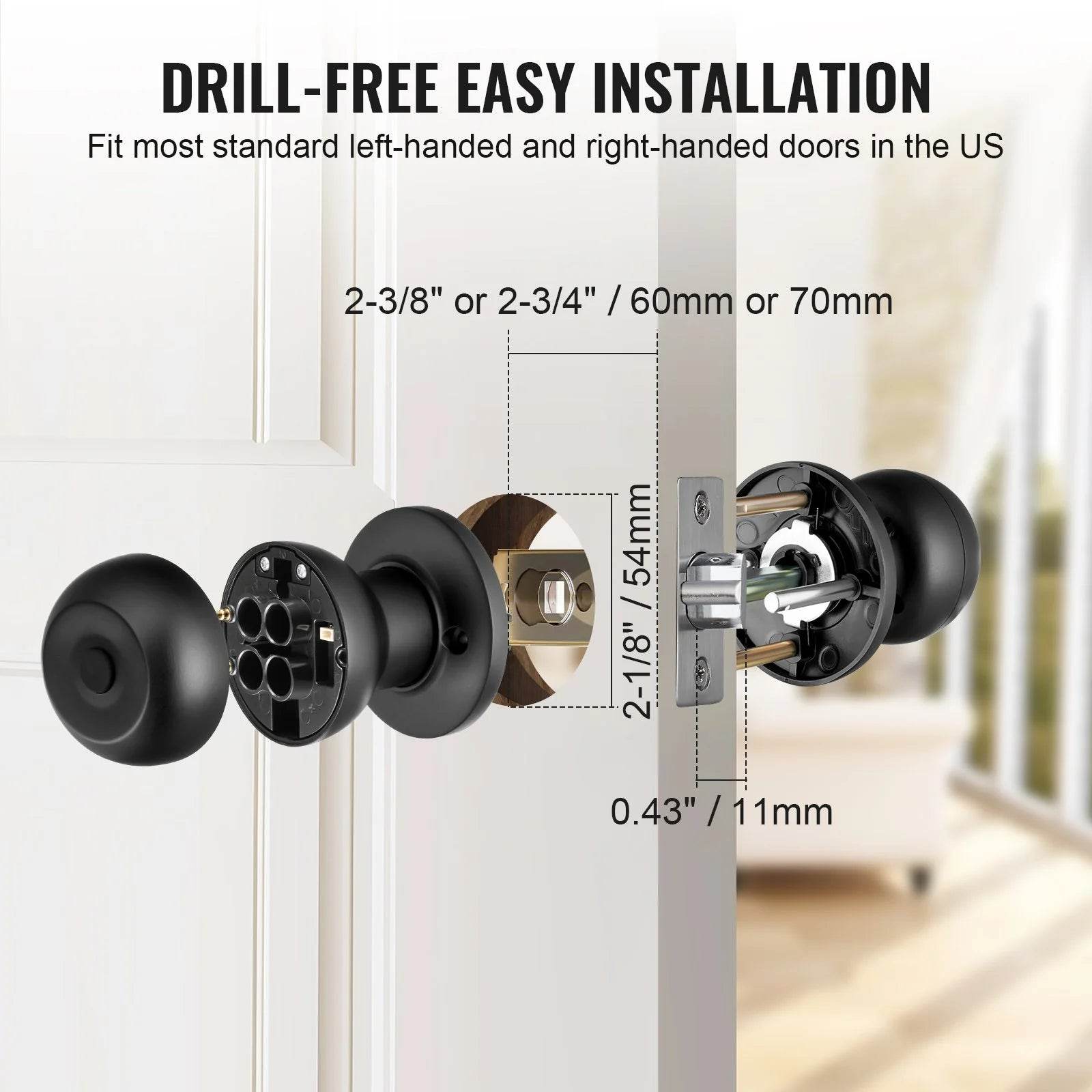 VEVOR Smart Door Lock - Biometric Bluetooth Fingerprint Door Knob with APP Control for Home, Offices, Hotels, and Apartments - Easy Installation, Black - Flowly Home