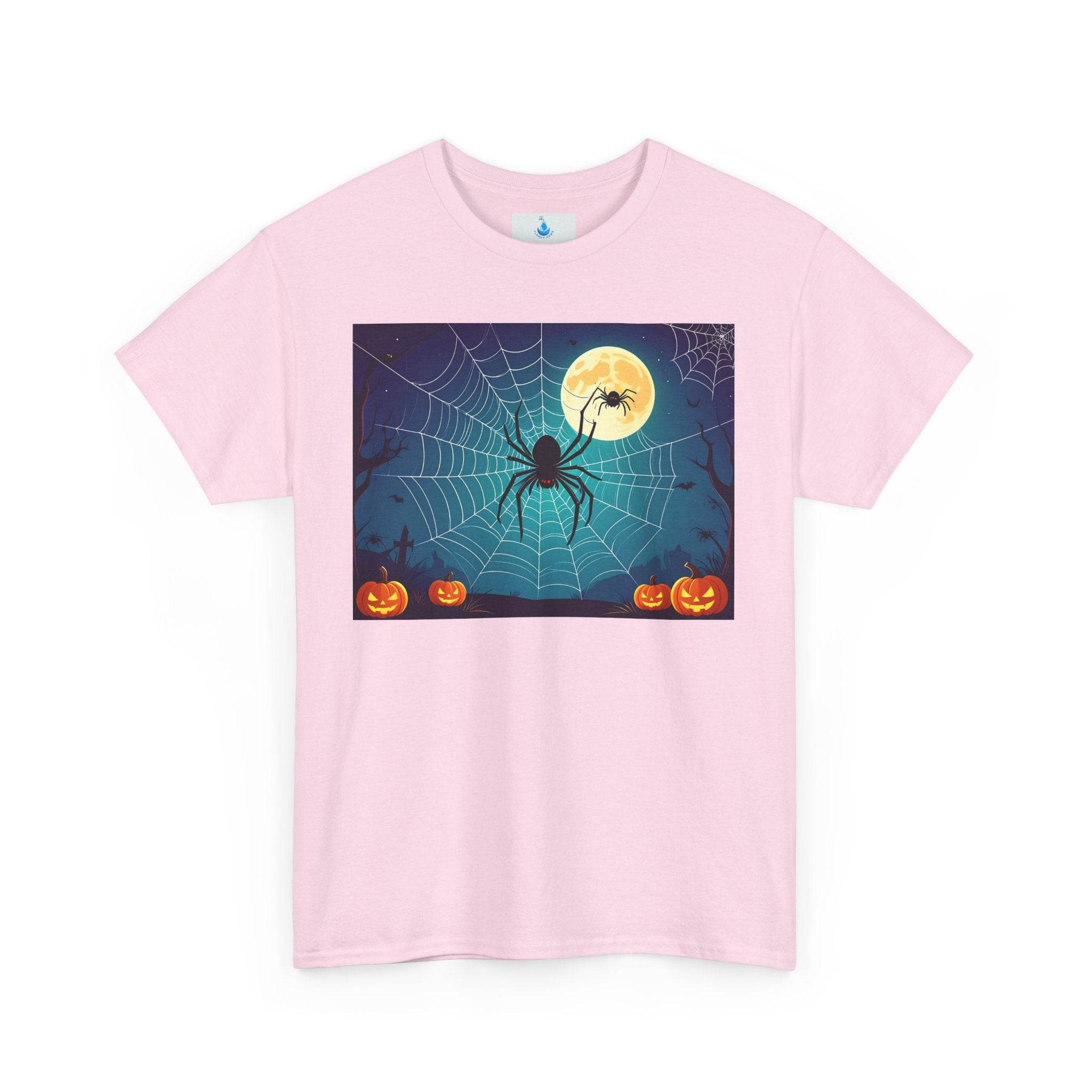 Halloween Spider Web Unisex Tee, Spooky T-Shirt for Family Gatherings, Perfect for Halloween Parties, Haunted House Attire, Everyday Wear - Flowly Home