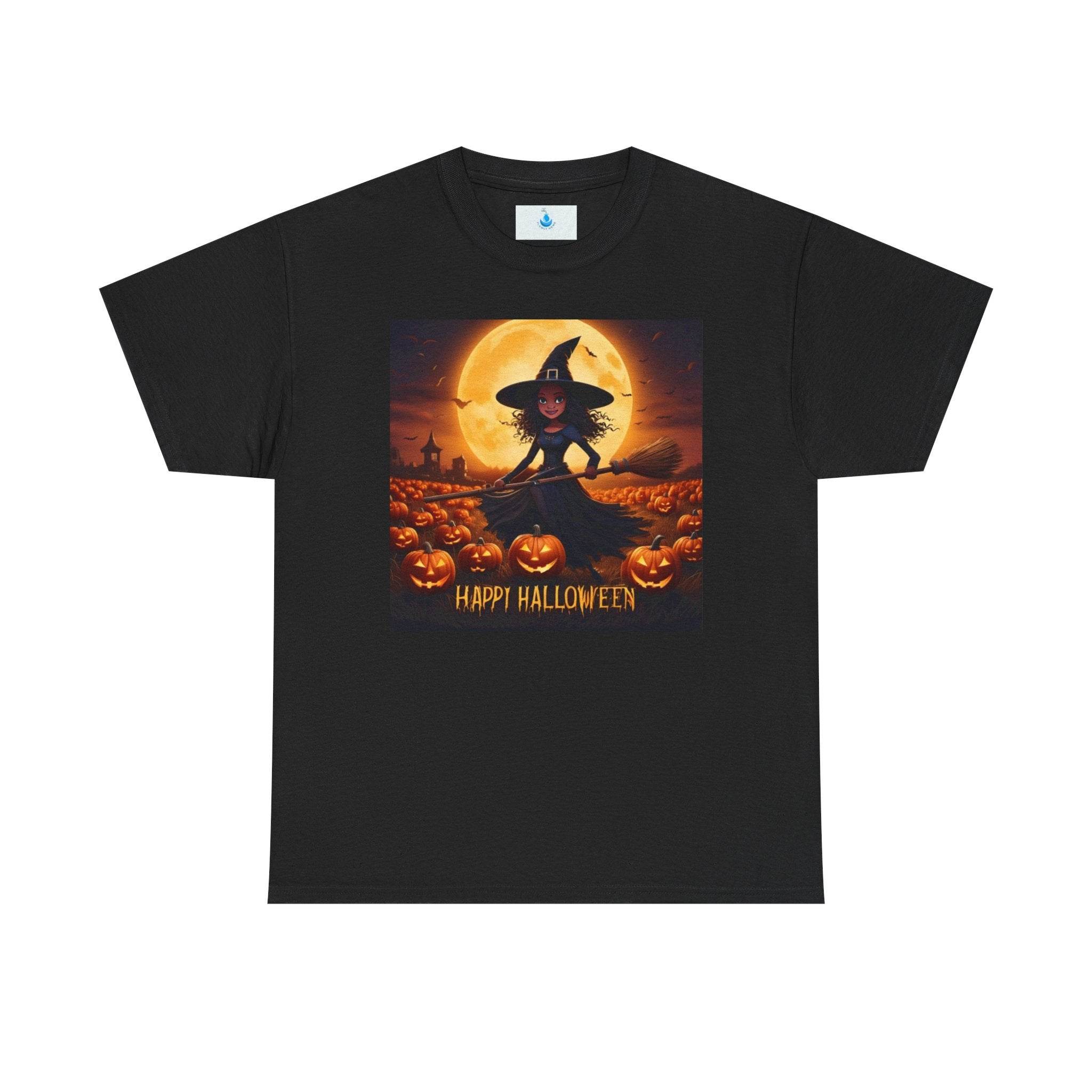 Halloween Witch T-Shirt - Unisex Heavy Cotton Tee, Spooky Fall Apparel, Fun Pumpkin Patch Fashion, Casual Halloween Wear - Flowly Home