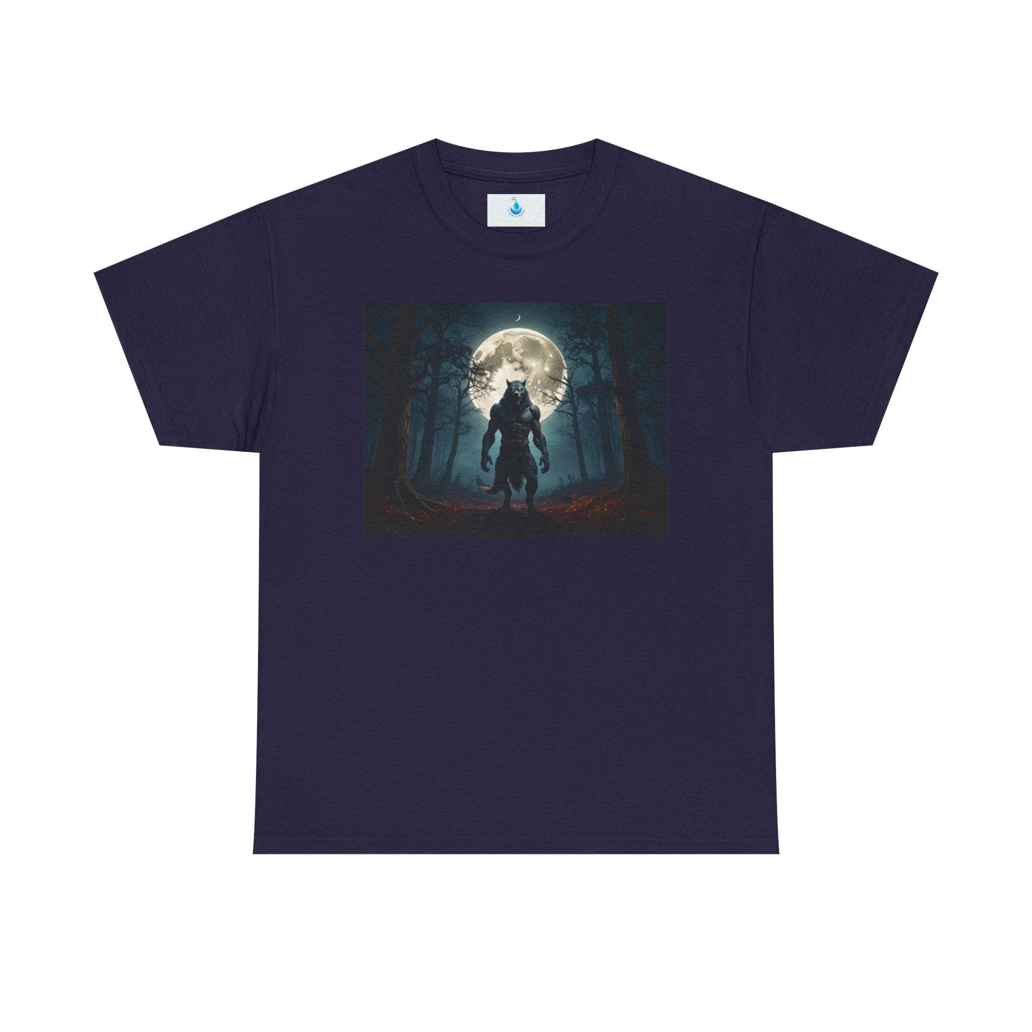 Moonlit Wolf Unisex Heavy Cotton Tee, Graphic Shirt, Nature Lover Gift, Animal Tee, Night Sky Apparel, Halloween Top - Flowly Home