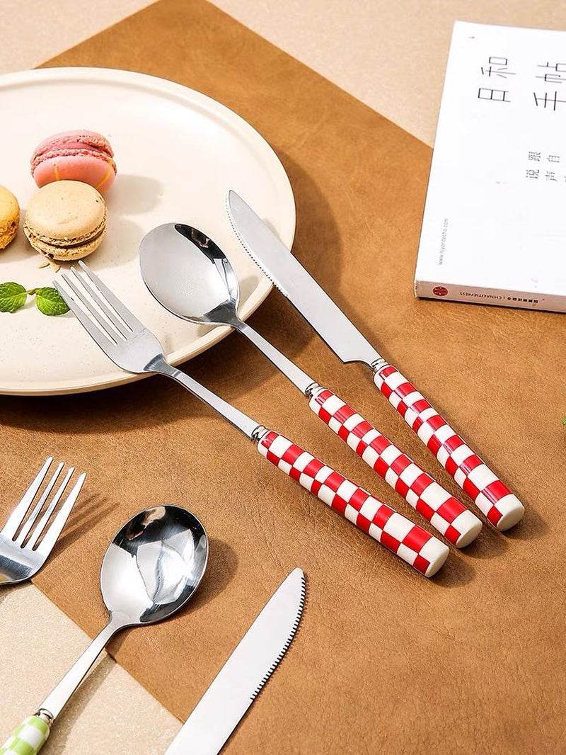 6-Pack Modern Checkered Flatware Set - $4 Each - Flowly Home