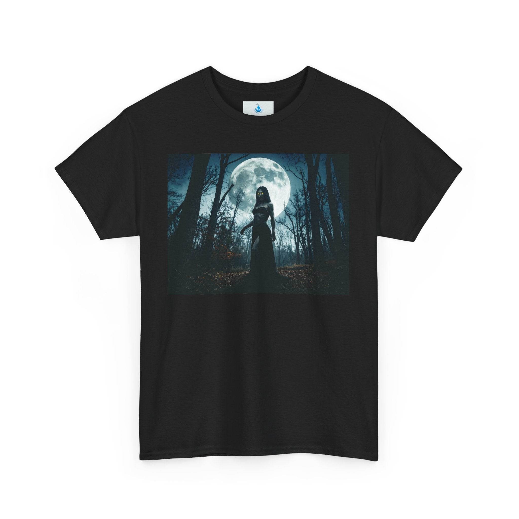 Mystic Moonlight Tee - Enchanting Unisex Heavy Cotton T-Shirt for Nature Lovers, Halloween, Stargazing, Cozy Nights - Flowly Home