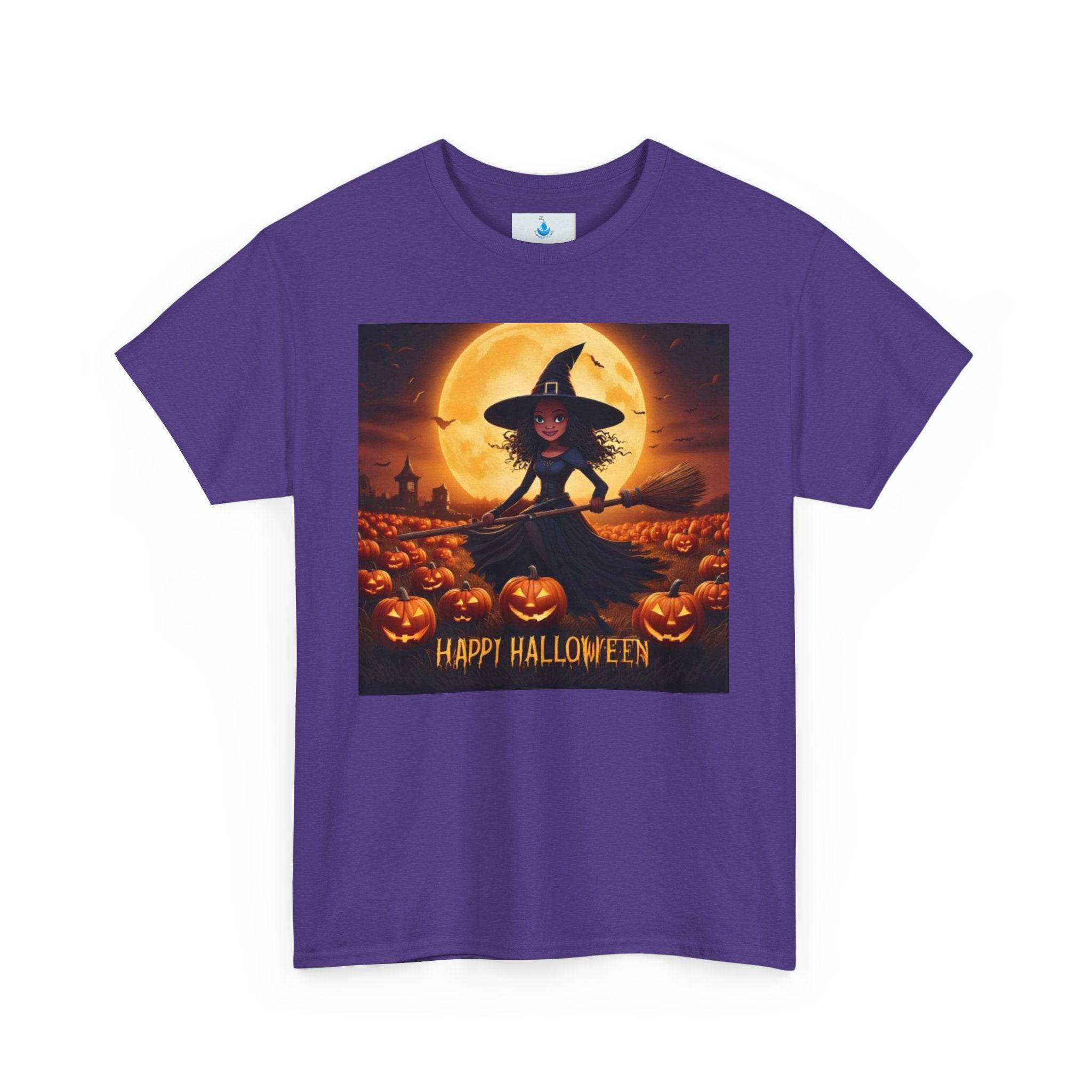 Halloween Witch T-Shirt - Unisex Heavy Cotton Tee, Spooky Fall Apparel, Fun Pumpkin Patch Fashion, Casual Halloween Wear - Flowly Home
