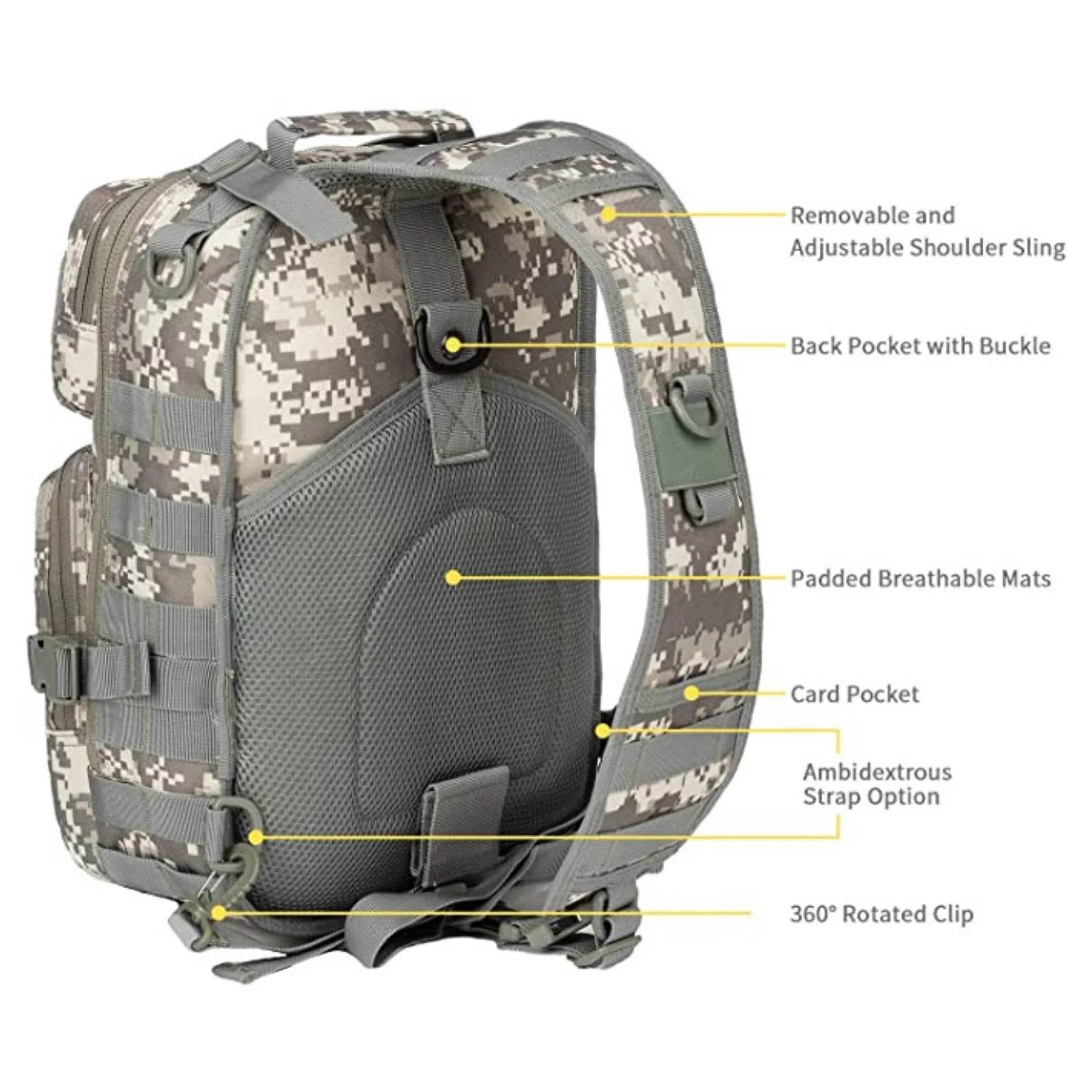 Jupitergear Tactical Sling Backpack 15L Molle Military Shoulder Bag Outdoor Daypack with Adjustable Strap - Flowly Home