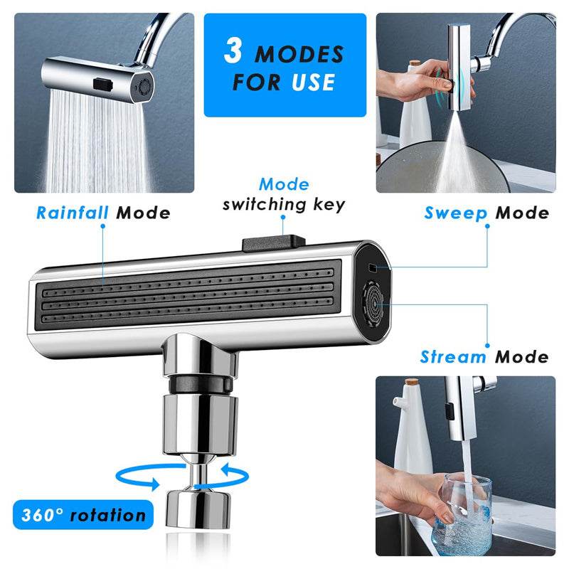 Kitchen Faucet Bubbler Attachment Rotating Splash Proof Waterfall Nozzle Extension - Flowly Home