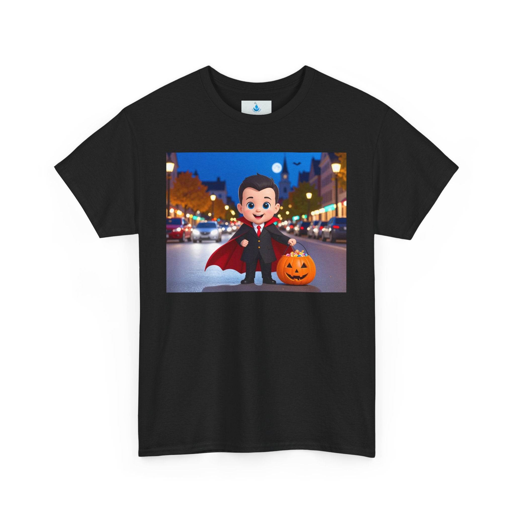Halloween Themed Unisex T-Shirt, Cute Vampire Kids Tee, Spooky Costume Shirt, Fall Celebration Top, Pumpkin Halloween Tee - Flowly Home