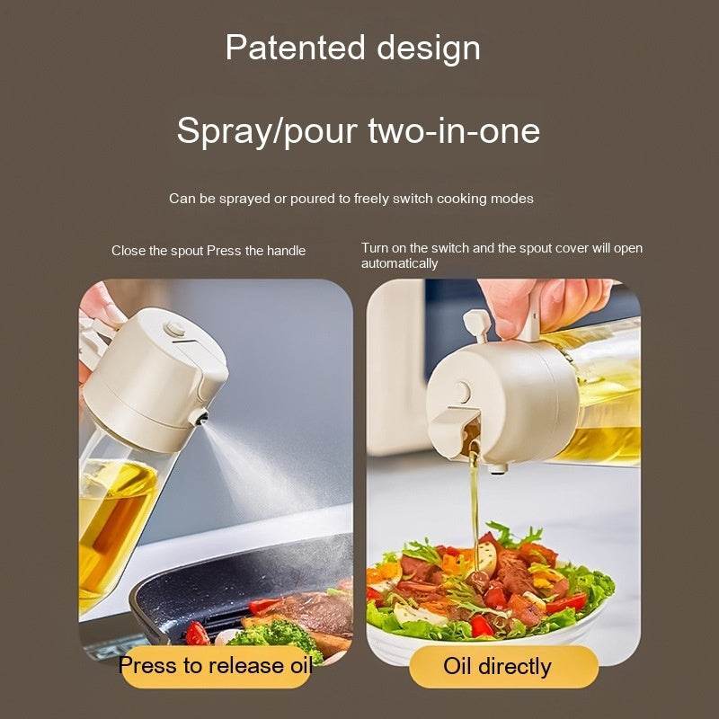 470ML Olive Oil Sprayer Dispenser For Cooking BBQ 2 In 1 Glass Oil Vinegar Soy Sauce Spray Kitchen Oil Bottle For Air Fryer - Flowly Home