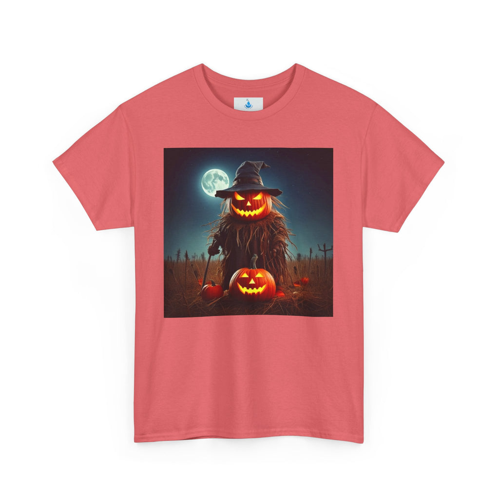 Halloween Scarecrow Tee - Unisex Heavy Cotton T-Shirt for Spooky Fall and Halloween Fun