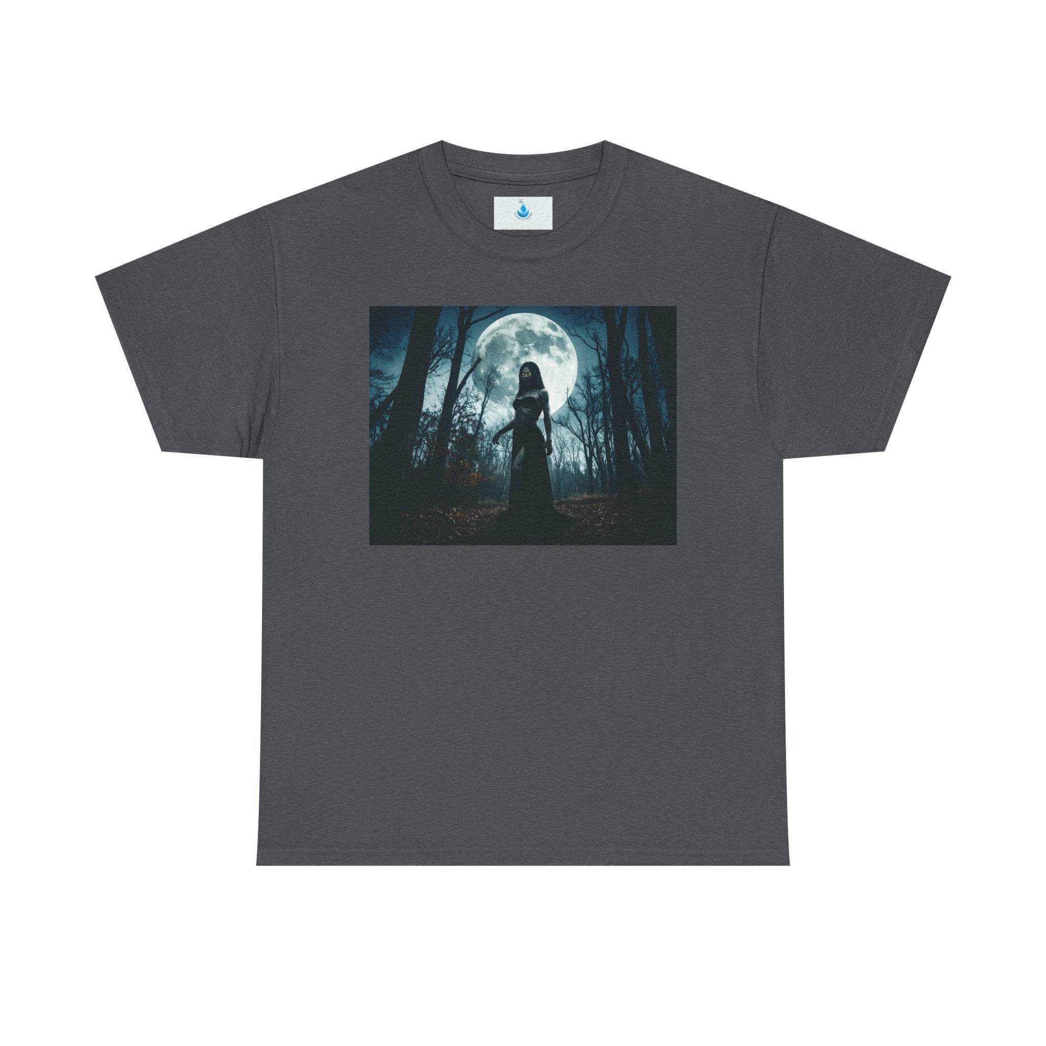 Mystic Moonlight Tee - Enchanting Unisex Heavy Cotton T-Shirt for Nature Lovers, Halloween, Stargazing, Cozy Nights - Flowly Home