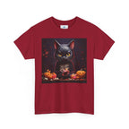 Halloween Cat Graphic Tee, Unisex Heavy Cotton Shirt, Spooky Apparel, Trick or Treat Shirt, Autumn Fashion, Halloween Costume Top - Flowly Home
