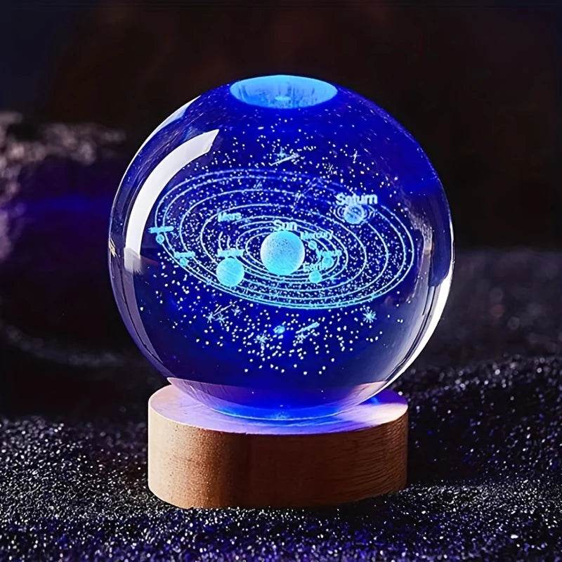 3D Solar System Nightlight - Unique Crystal Glass Ball Light for Creative Holiday Gifts - Flowly Home