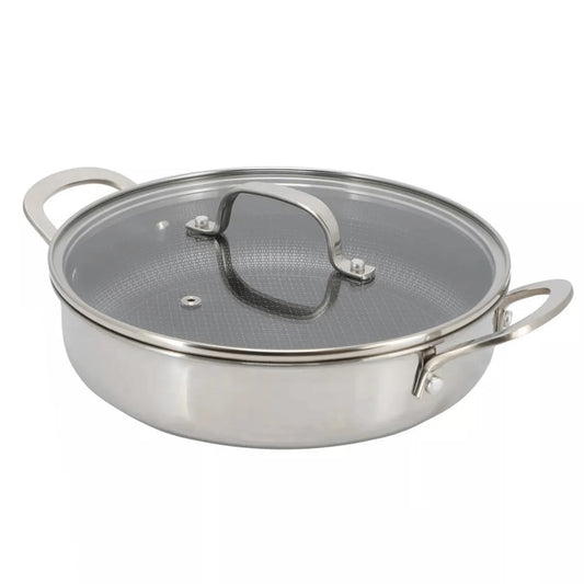 Better Chef 11-Inch 3-Ply Stainless Steel Nonstick Deep Fry Pan with Lid