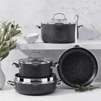 Korkmaz Galaksi Cookware Set - 7 Piece Non Stick Aluminum Cookware Set - Flowly Home