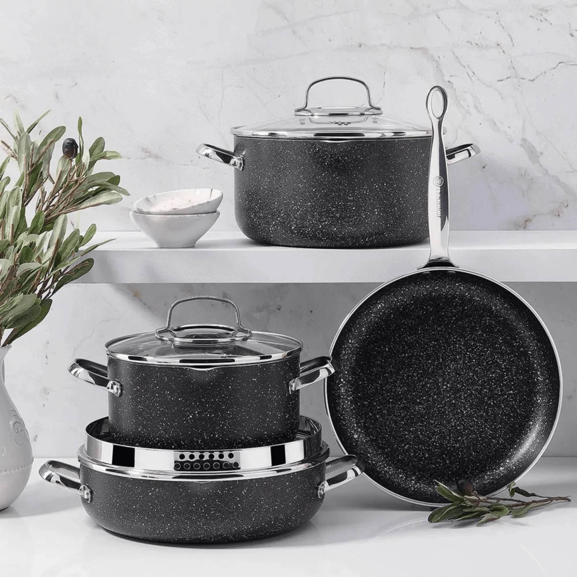 Korkmaz Galaksi Cookware Set - 7 Piece Non Stick Aluminum Cookware Set - Flowly Home