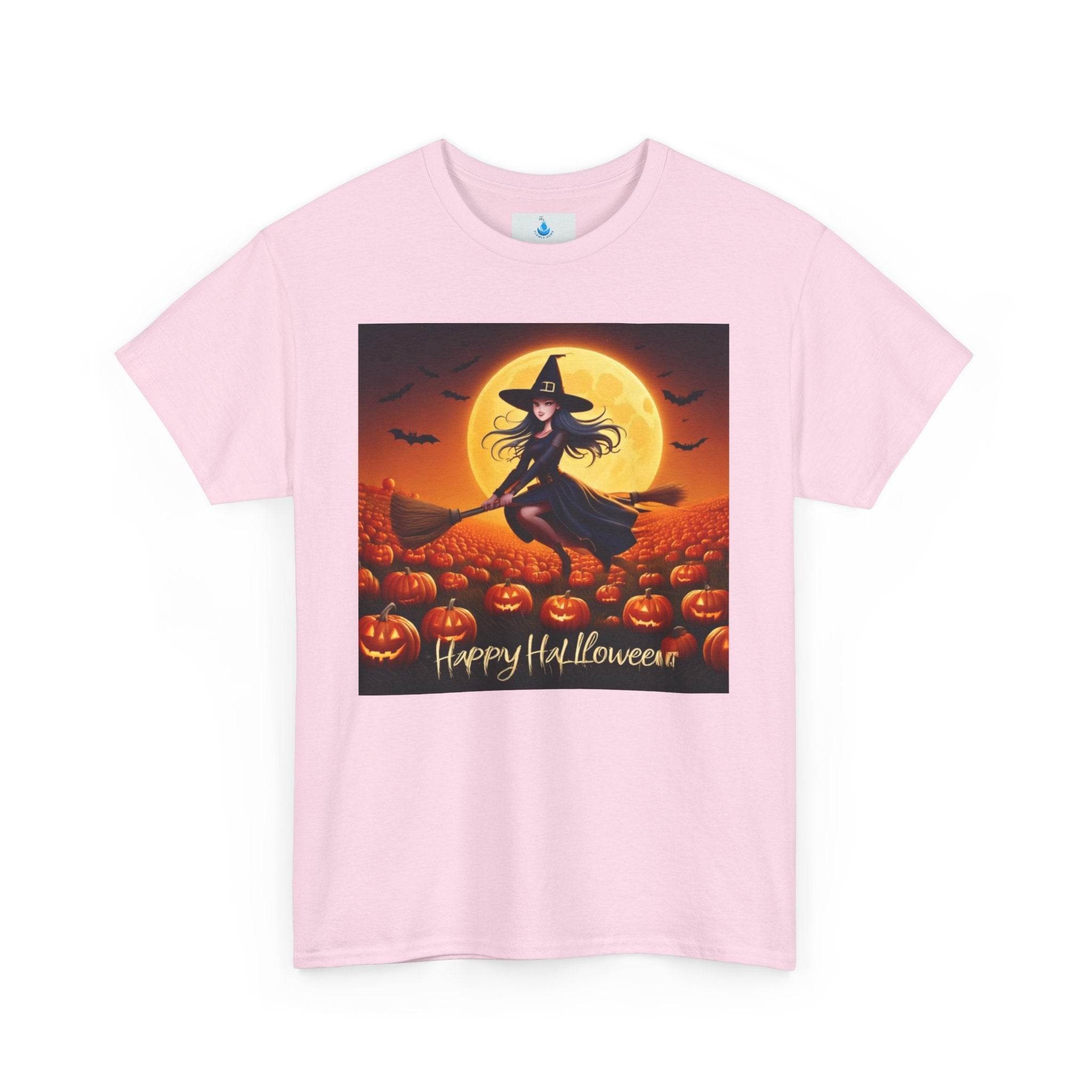 Halloween Witch Tee, Unisex Heavy Cotton Shirt, Perfect for Fall Celebrations, Spooky Season Apparel, Halloween Costume Top, Pumpkin [...] - Flowly Home
