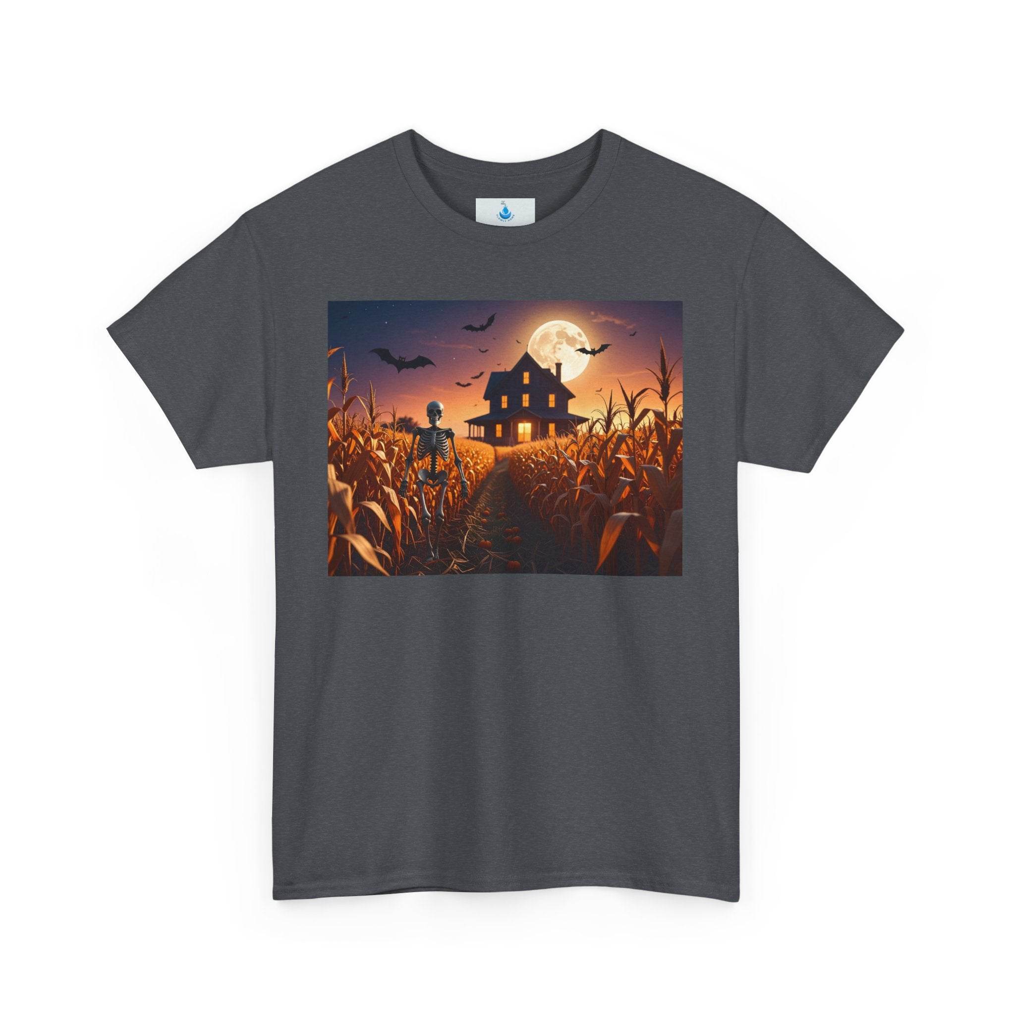 Halloween Scarecrow Tee, Spooky T-Shirt for Fall, Unisex Heavy Cotton Shirt, Harvest Season Apparel, Halloween Party Outfit - Flowly Home