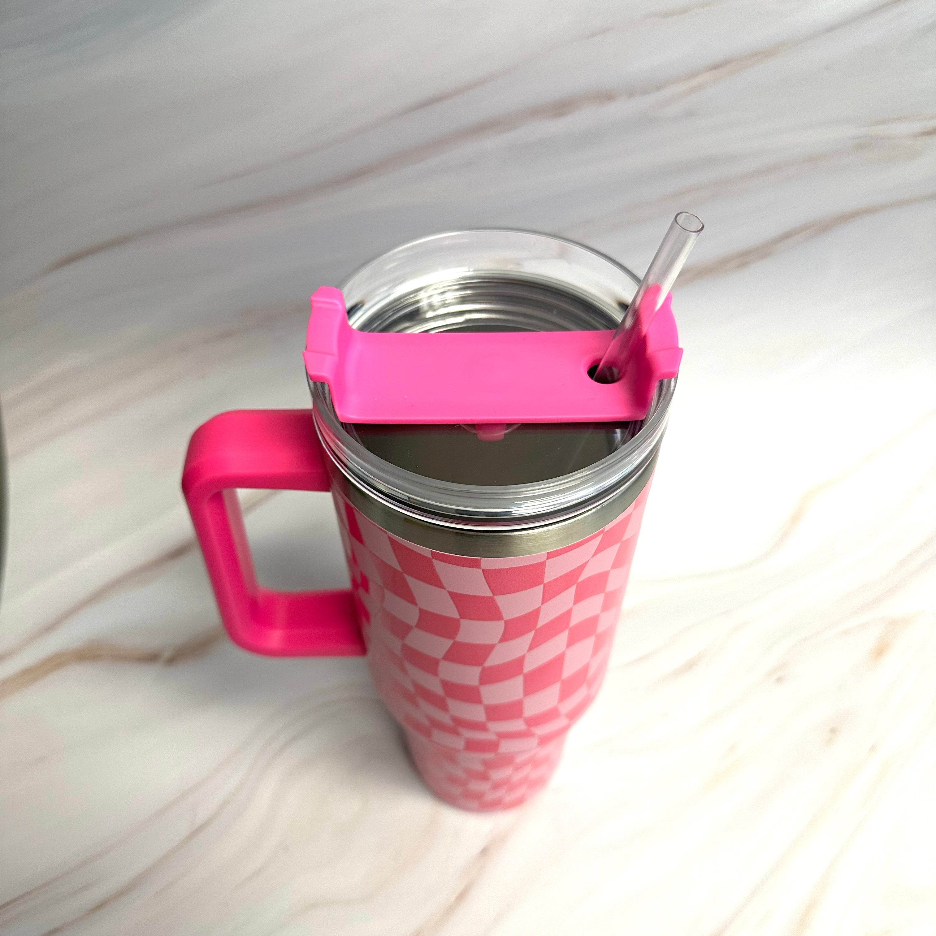 Stylish Checker Water Cup with Handle - Large Size - Flowly Home