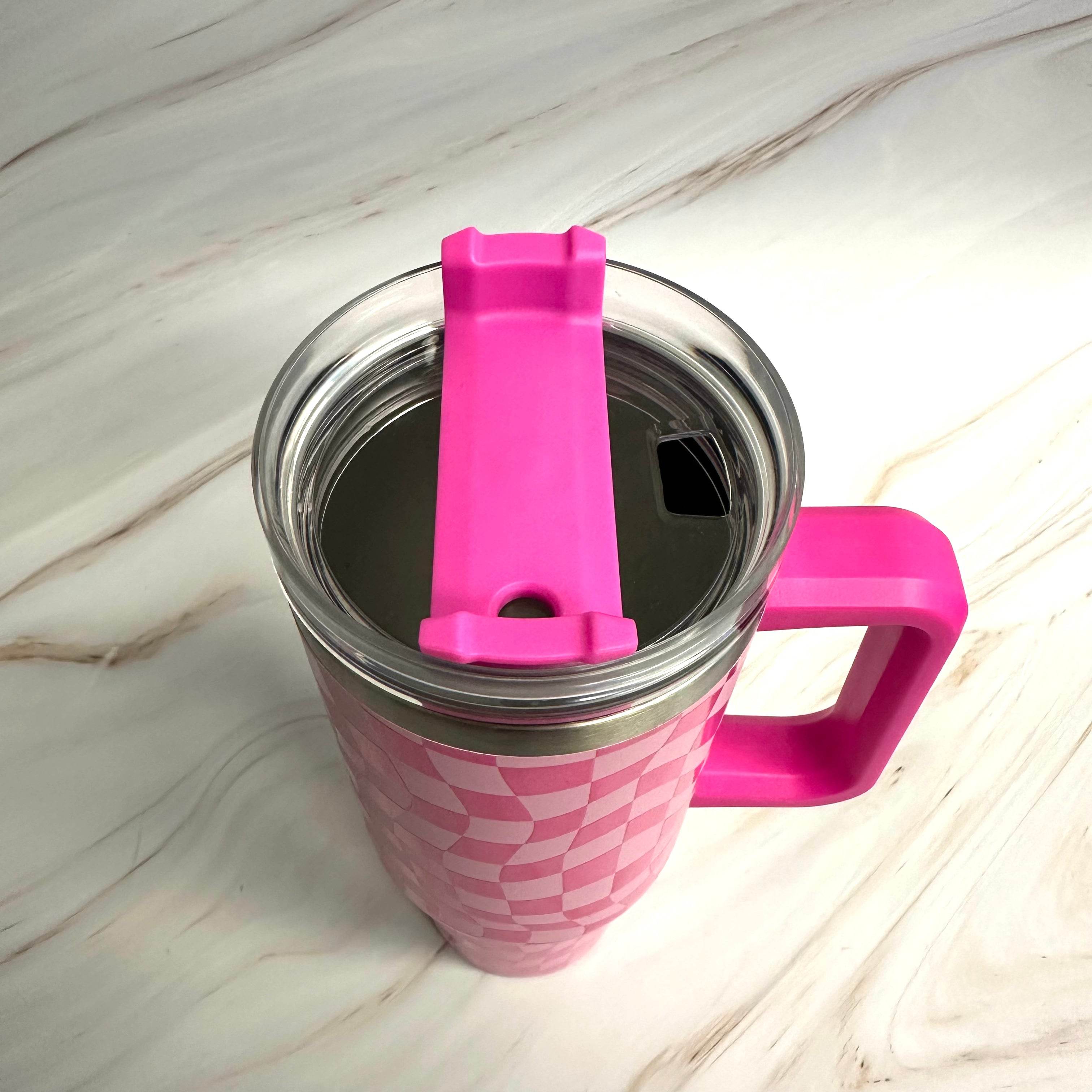 Stylish Checker Water Cup with Handle - Large Size - Flowly Home