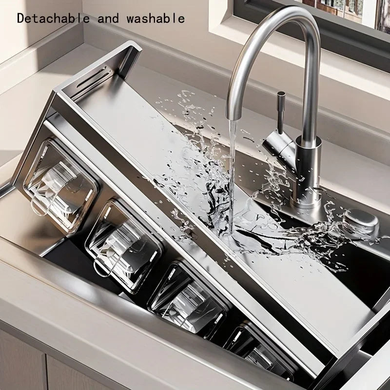 Stainless Steel Kitchen Spice Rack Wall-Mounted Multi-Functional Spice Rack Box Jar Kitchen Storage Home Organizer