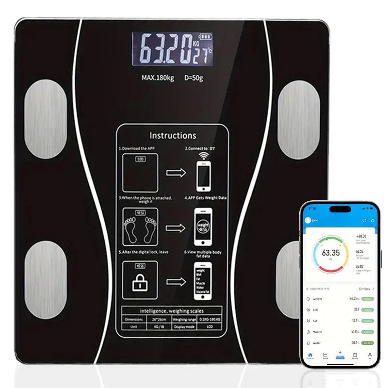 Smart Body Fat Scale - Wireless LED Digital Bathroom Weight Scale & Body Composition Analyzer