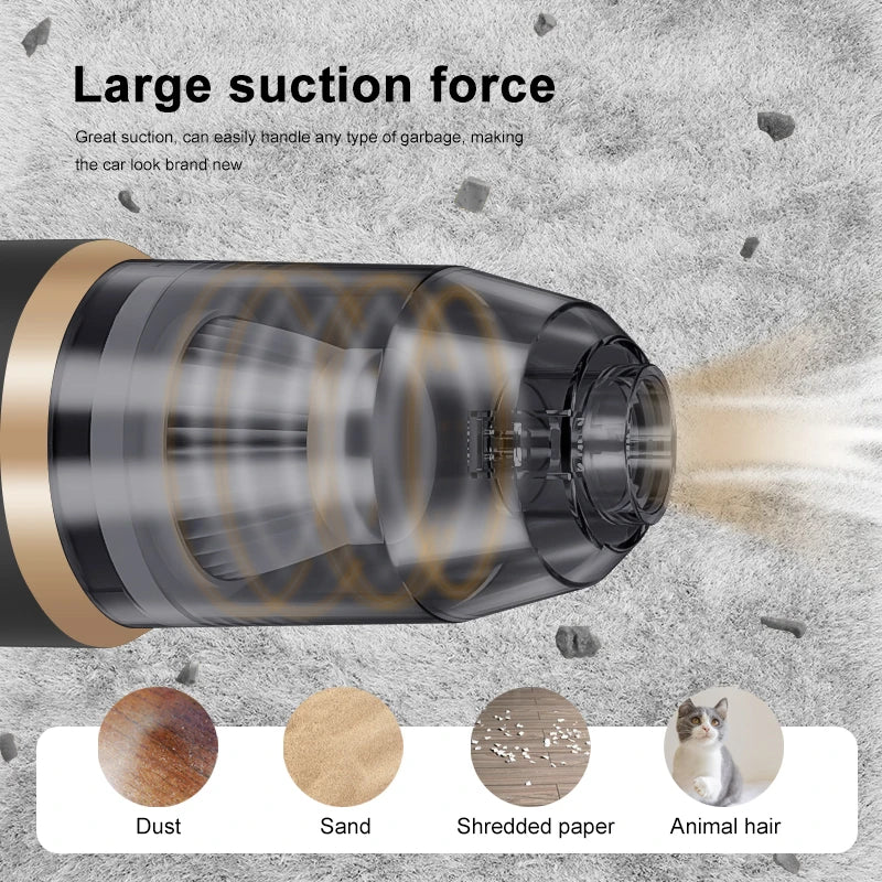 Wireless Car Vacuum Cleaner – Portable High Power Home Appliance for Cleaning Bedroom Carpets and More