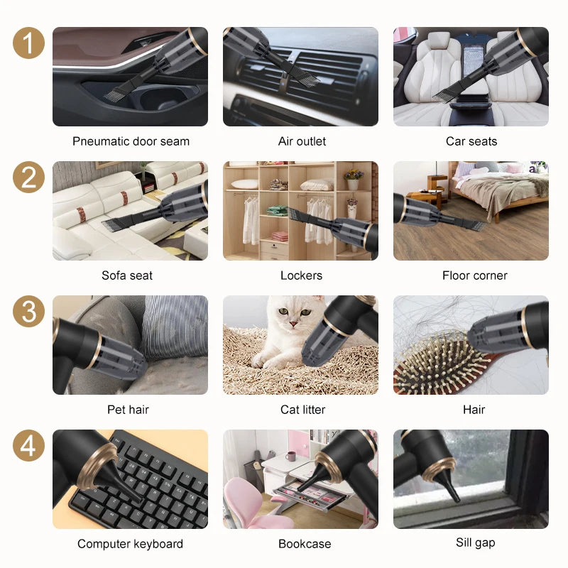 Wireless Car Vacuum Cleaner – Portable High Power Home Appliance for Cleaning Bedroom Carpets and More