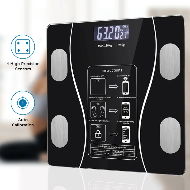Smart Body Fat Scale - Wireless LED Digital Bathroom Weight Scale & Body Composition Analyzer
